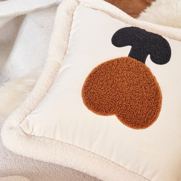 18 Inch Beige Tulip Embroidery Velvet Cushion Luxury Modern Throw Pillow Cover - Picture 2 of 7